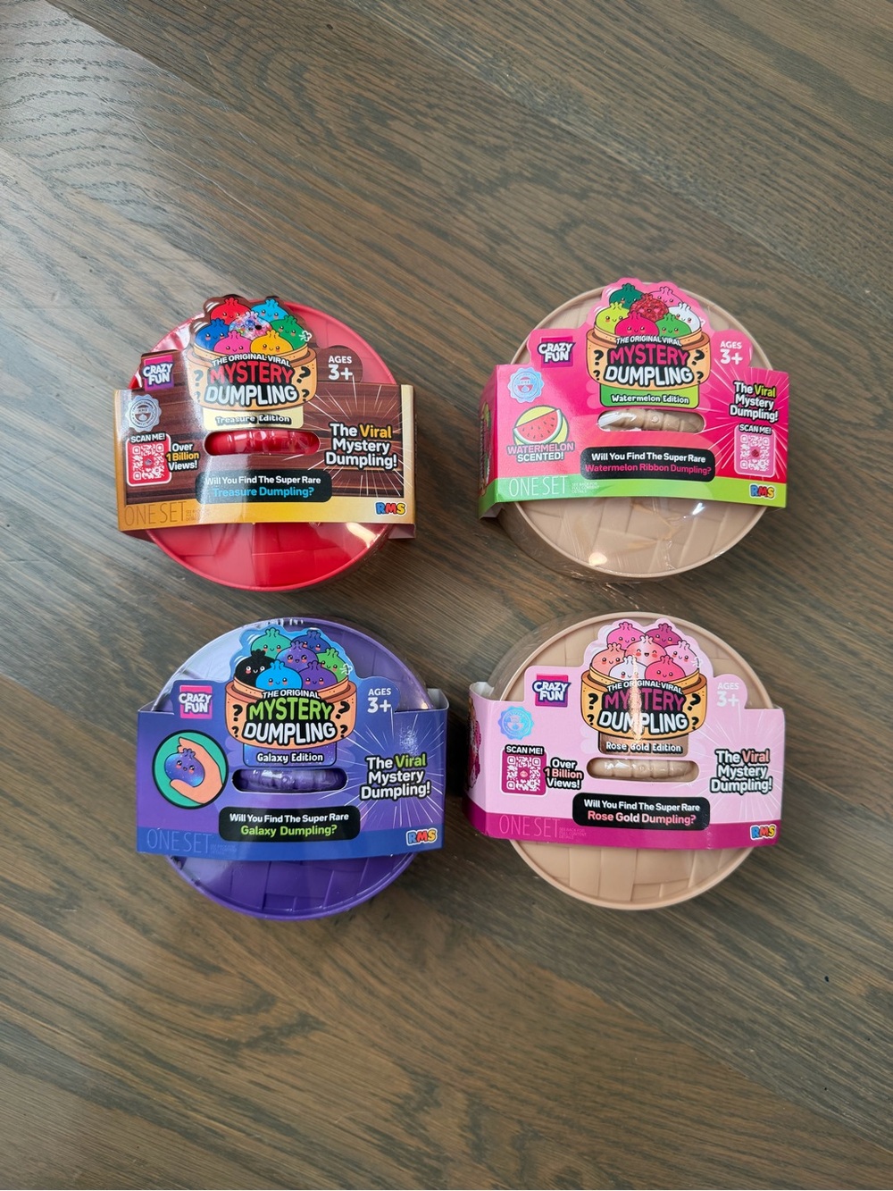NEW 4X RMS Mystery Dumpling Surprise Toy - Galaxy, Watermelon, Rose Gold, Galaxy